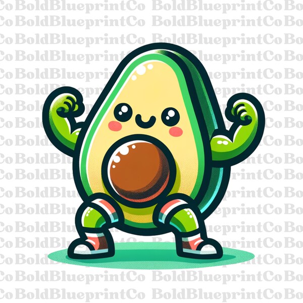 Cute Avocado, Wrestling, Fruit Clipart, Avocado Clipart, Avocado PNG, Kawaii Avocado, Avocado Vector, Avocado Sticker, Avocado Printable
