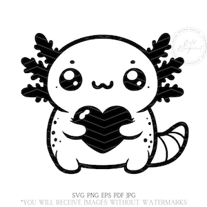 アホロートル SVG、PNG、EPS、アホロートル、アホロートル SVG、サンショウウオ SVG、かわいいアホロートル、サンショウウオ、デジタル ダウンロード、昇華デザイン、レーザー カット ファイル