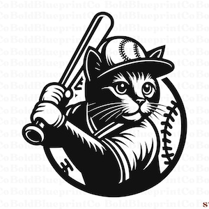 Baseball Cat SVG, PNG, Baseball, Funny Cat Shirt, Black Cat, Cat Shirt, Cat, Kitten, Cat Shirt, Baseball Mom Shirt, Dad, Baseball Mama, Svg