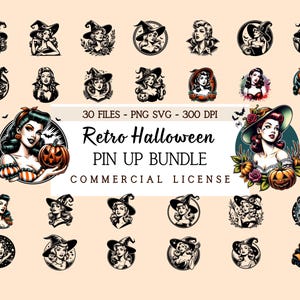 Pin Up Girls rétro, SVG, PNG, Halloween Pin Up Girls, Clipart Halloween, saison fantasmagorique Svg, Pin Up Clipart, Png vintage, Pin Ups sorcière