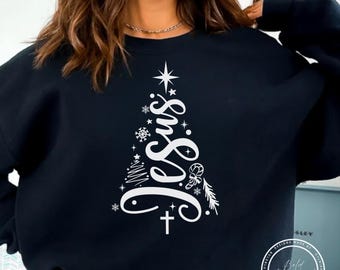Jesus SVG, PNG, PDF, 5 Colors, Christmas Tree, Christian Merry Christmas Design
