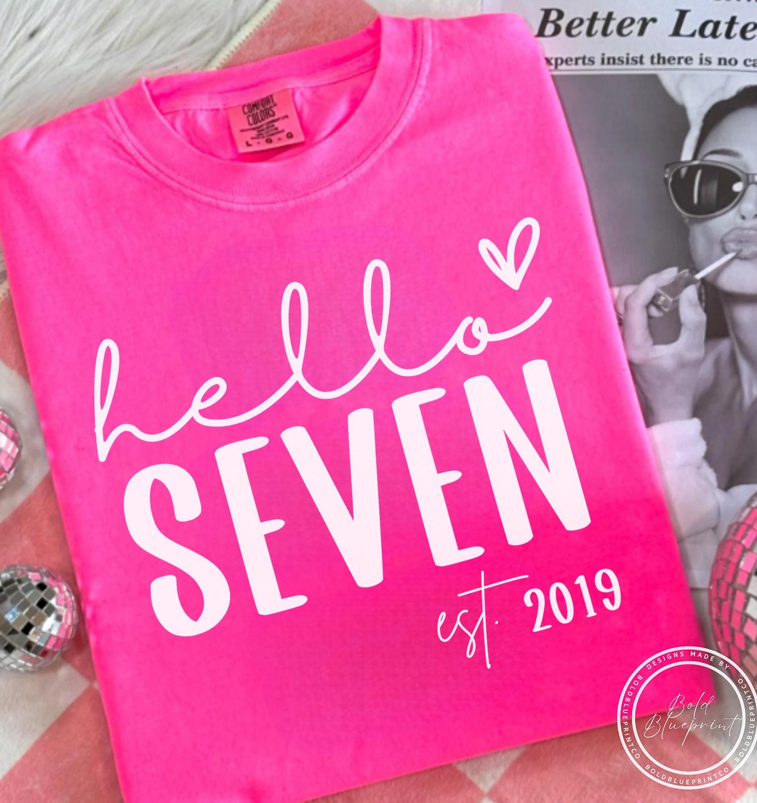 Hello Seven Hello Seven SVG, PNG, Birthday Svg, 7th Birthday, Birthday Shirt, Est ...