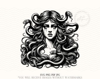 Medusa PNG, SVG, PDF, Jpg, Medusa Snake Head, Greek Mythology, Mystical svg, Mythology Svg, Snake svg, Gothic Svg, Medusa Vector, Medusa