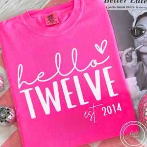 Hello Twelve SVG, PNG, Birthday Graphics Svg, 12th Birthday, Birthday Shirt, 2014, Est 2014 Svg, 12 Svg, Twelfth Svg, Twelve, 12, Svg