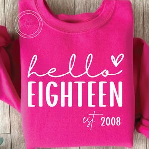 Hallo achttien SVG, PNG, verjaardag Graphics Svg, 18e verjaardag, verjaardag Shirt, Est 2008 Svg, achttiende verjaardag, 18e, achttiende Svg