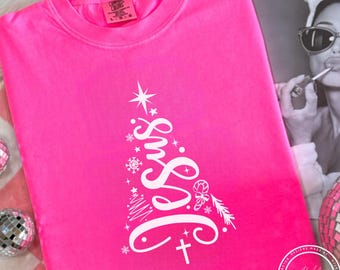 Jesus SVG, PNG, 5 Colors, Christmas Tree, Christian Merry Christmas