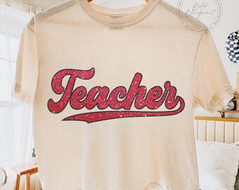 Teacher PNG 6 Variations Png Bundle Faux Glitter