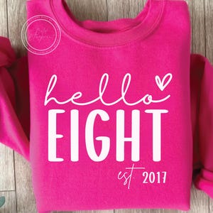 Hallo Acht SVG, PNG, Geburtstags-Svg, 8. Geburtstag, Geburtstags-Shirt, Est 2017 zwart, achter Geburtstag, Sublimations-Designs, Korn-Svg-Dateien für Cricut