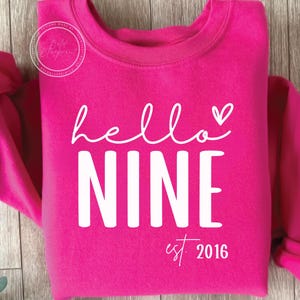 Bonjour neuf SVG, PNG, anniversaire graphique Svg, 9e anniversaire, anniversaire chemise, Est 2016, Svg, neuvième anniversaire, motifs par sublimation, Svg