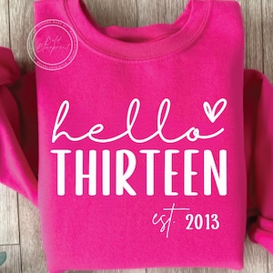 Hello Thirteen SVG, PNG, 13th Birthday, Birthday Shirt, Est 2013 Svg, 2013, Thirteenth Birthday, Sublimation, Svg Files For Cricut, Svg