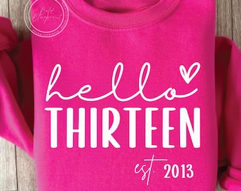 Hola Trece SVG, PNG, 13.º Cumpleaños, Camiseta de Cumpleaños, Est. 2013 Svg, 2013, Decimotercer Cumpleaños, Sublimación, Archivos Svg para Cricut, Svg