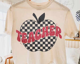 Teacher PNG, 12 Designs, Checkered Apple, Bundle