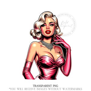 Pin Up, PNG, wunderschöne Frau, Blond, Pin Up Clipart, Retro Liebhaber, Schön, Vintage, Retro, Blonde Png, Sublimation Designs, Herunterladen