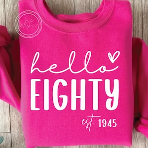 Hello Eighty SVG, PNG, Birthday Svg, 80th Birthday, Birthday Shirt, Est 1945 Svg, Est 1946 Svg, Eightieth Birthday, Sublimation Png, Svg