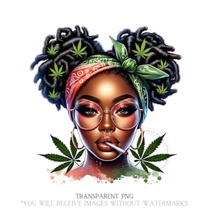 Ragazza nera, PNG, Donna nera, Solo testa e collo, Fumo, 420, Splendida donna nera, PNG afroamericana, Disegni a sublimazione, Download PNG