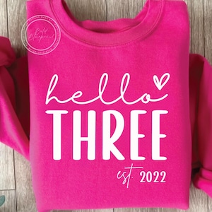Hallo drei SVG, PNG, Geburtstagsgrafiken svg, 3. Geburtstag, Geburtstags-Shirt, Est 2022 svg, dritter Geburtstag, Sublimation Designs, svg