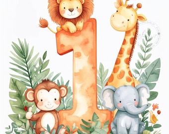 Baby First Birthday JPG Baby Wishes Clipart, Baby One Year Old, Baby Celebration, Baby Shower, Wall Clipart, Watercolor Clipart, Scrapbook