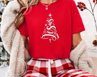 Jesus SVG, PNG, PDF, 5 Colors, Christmas Tree, Christian Merry Christmas Design
