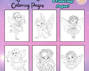 Cute Little Fairy Girls Coloring Pages PDF Download | Kids Coloring Book | Easy To Color | Adult Coloring Book | Trending | Digital Download