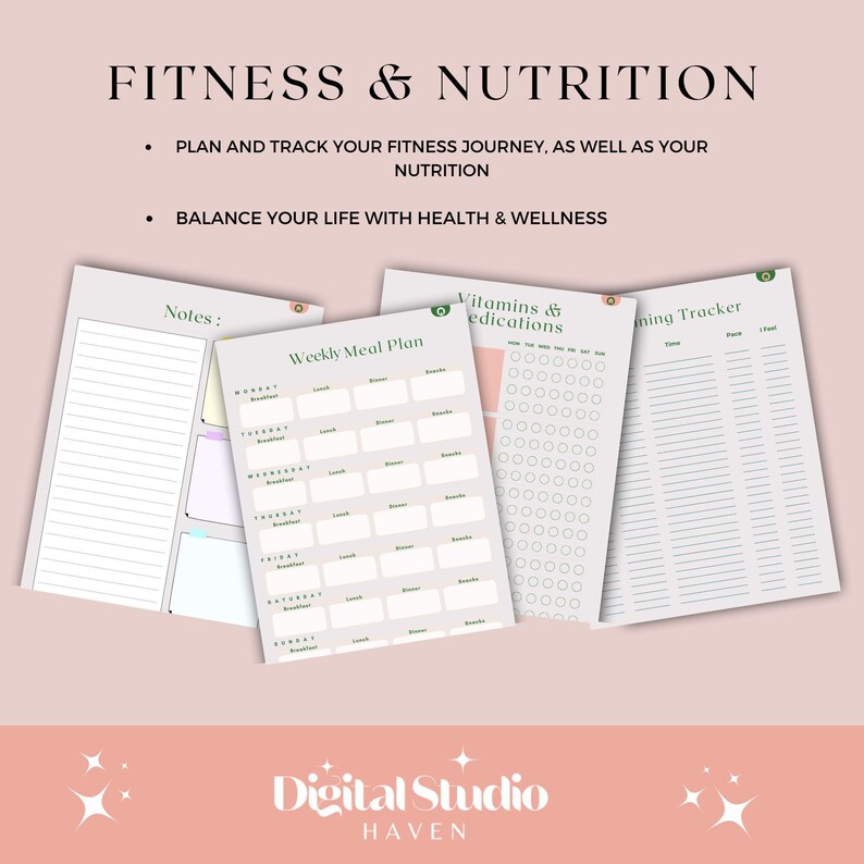 Digital Workout Planner Printable Fitness Planner Weight Loss Tracker ...