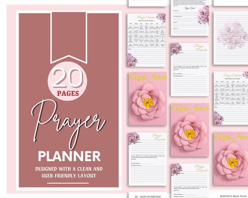 Prayer Planner Printable, Prayer Journal Printable Template, Bible Prayer Journal, Scripture ...