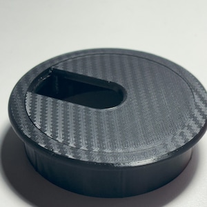 Desk Grommet Set – 3 Black Cable Hole Covers w/ Carbon Fiber Look | 2.5 Inch Diameter | Durable Cable Management and Protection