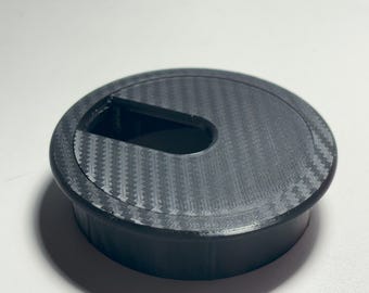 Juego de pasacables de escritorio negros: aspecto de fibra de carbono, orificio para cable de 3 pulgadas