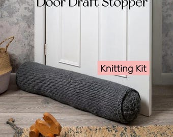 Door Draft Stopper Door Snake Blocker Seal Cushion Knitting Kit Draft Excluder Window Gap Sealer Insulatin Roll Block Cold Air Excluder Heat