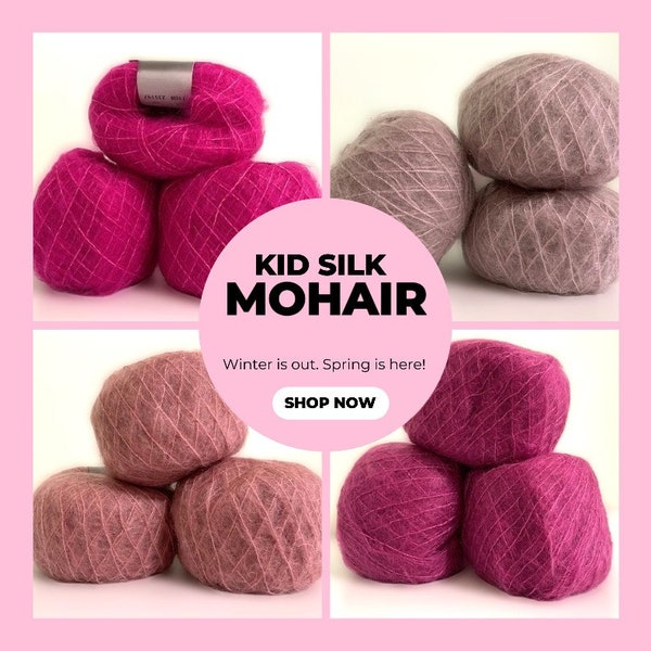 Kid silk Mohair by Gepard yarn Soft Kid Silk Mohair 5 Lace Weight Quality Silk Mohair Yarn 25 grams in different warm colors Great for gift