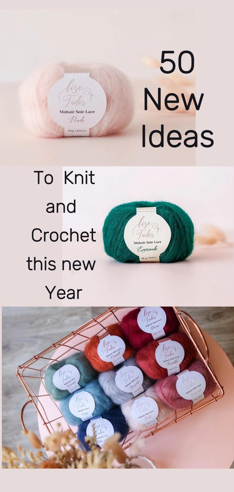 Mohair Yarn Matching Color Merino Wool Light Pink Yarn Lace Sport DK ...