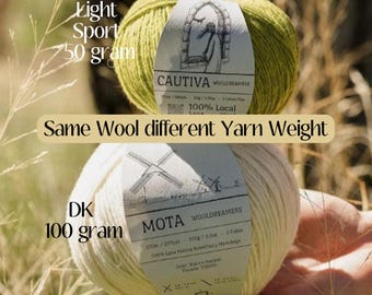 Wooldreamers Cautiva Natural Wool Fingering Sport Spanish Wool Cautiva Yarn Mota Gift Idea for Light Sweater Crochet Blanket Knit Cardigan