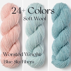 Soft Yarn Woolstok Worsted Yarn Blue Sky Fiber Quality Highland Wool Gift Idea Crochet Sweater Hat High Stitch Definition Cable Texture Knit
