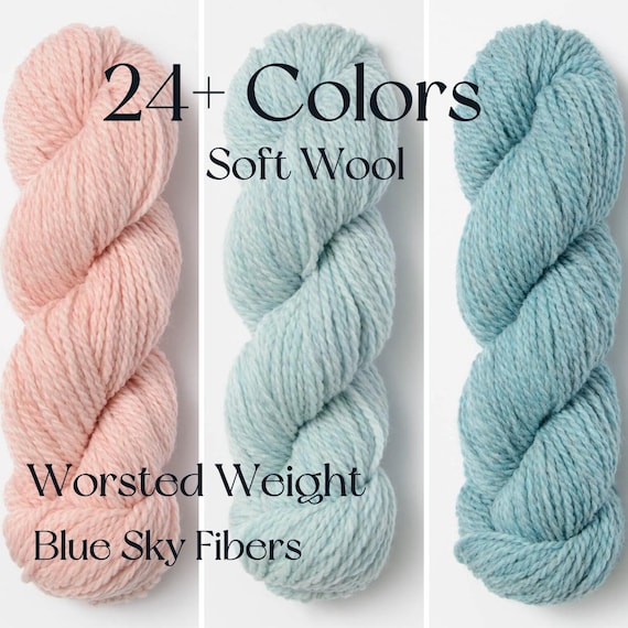 Soft Yarn Woolstok Worsted Yarn Blue Sky Fiber Quality Highland Wool Gift Idea Crochet Sweater Hat High Stitch Definition Cable Texture Knit