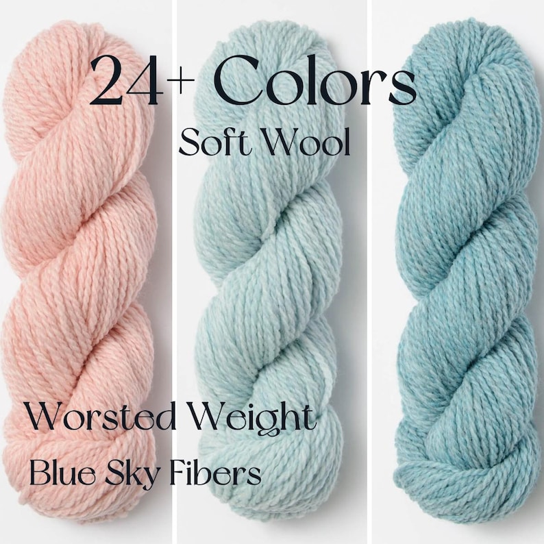 Soft Yarn Woolstok Worsted Yarn Blue Sky Fiber Quality Highland Wool Gift Idea Crochet Sweater Hat High Stitch Definition Cable Texture Knit