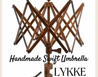 Paraguas de madera para tejer a dos agujas y ganchillo, duradero para toda la vida. Estilo paraguas Lykke Swift, enrollado con pasador de seguridad, llave para ovillo de hilo, bloqueo seguro.