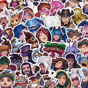 50pcs Champions Emote Stickers – Funny, Creative, High-Quality Waterproof PVC Doodle-Style Stickers for Luggage, Tablets, and More