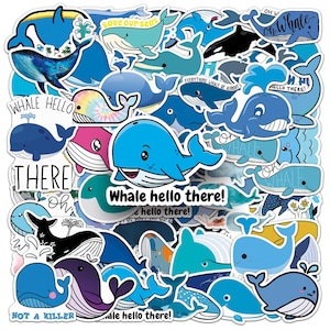 51 pegatinas de ballenas: vida marina, vida oceánica, pegatinas de PVC impermeables de alta calidad para tabletas y más