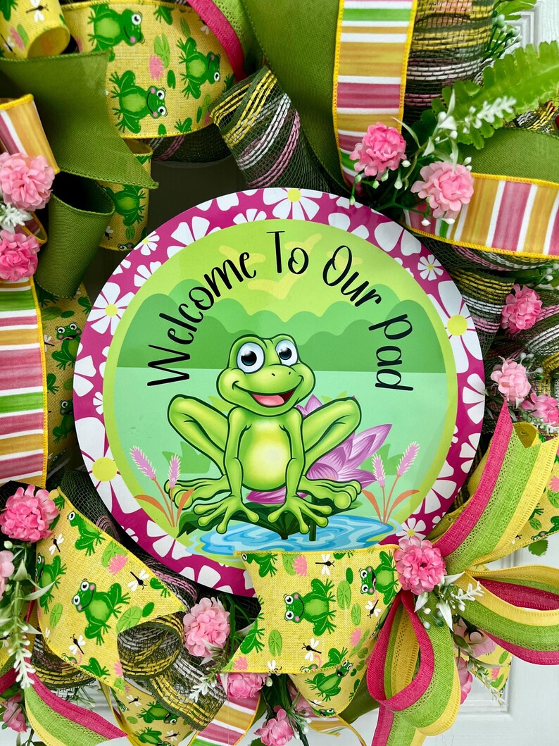 Summer Frog Wreath: Welcome to Our Pad Door Decor - Etsy