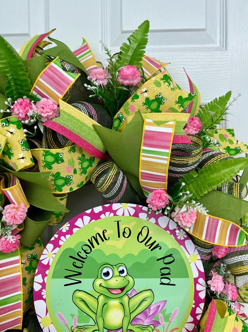 Summer Frog Wreath: Welcome to Our Pad Door Decor - Etsy