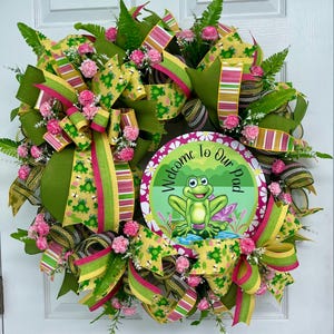 Summer Frog Wreath: Welcome to Our Pad Door Decor - Etsy