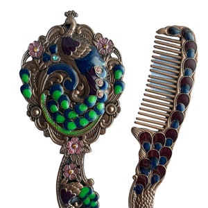 Mini Vintage Style Single Peacock Pocket Mirror