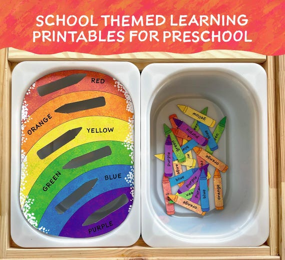 School activity kit, preschool learning printables, toddler learning printables, homeschool bundle, flisat sensory insert, rainbow learning