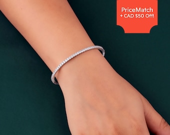 Bracciale con diamanti da 3,8 carati, bracciale rigido in oro massiccio con diamanti, diamanti creati in laboratorio