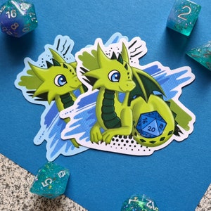 Drache mit D20 Sticker glänzend