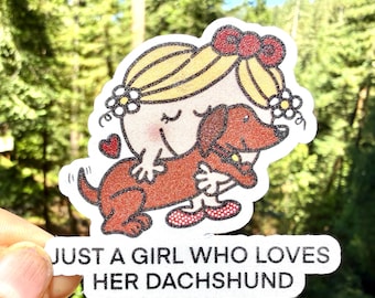 Sticker teckel Girl Loves Dachshund (waterdicht)