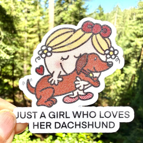 Sticker teckel Girl Loves Dachshund (waterdicht)