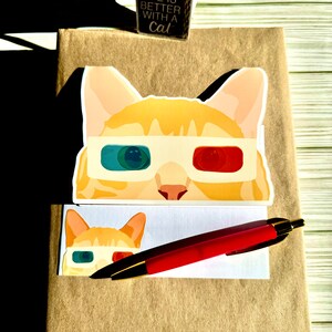 Kattenkaart, kat met 3D-bril, cadeau voor kattenliefhebber