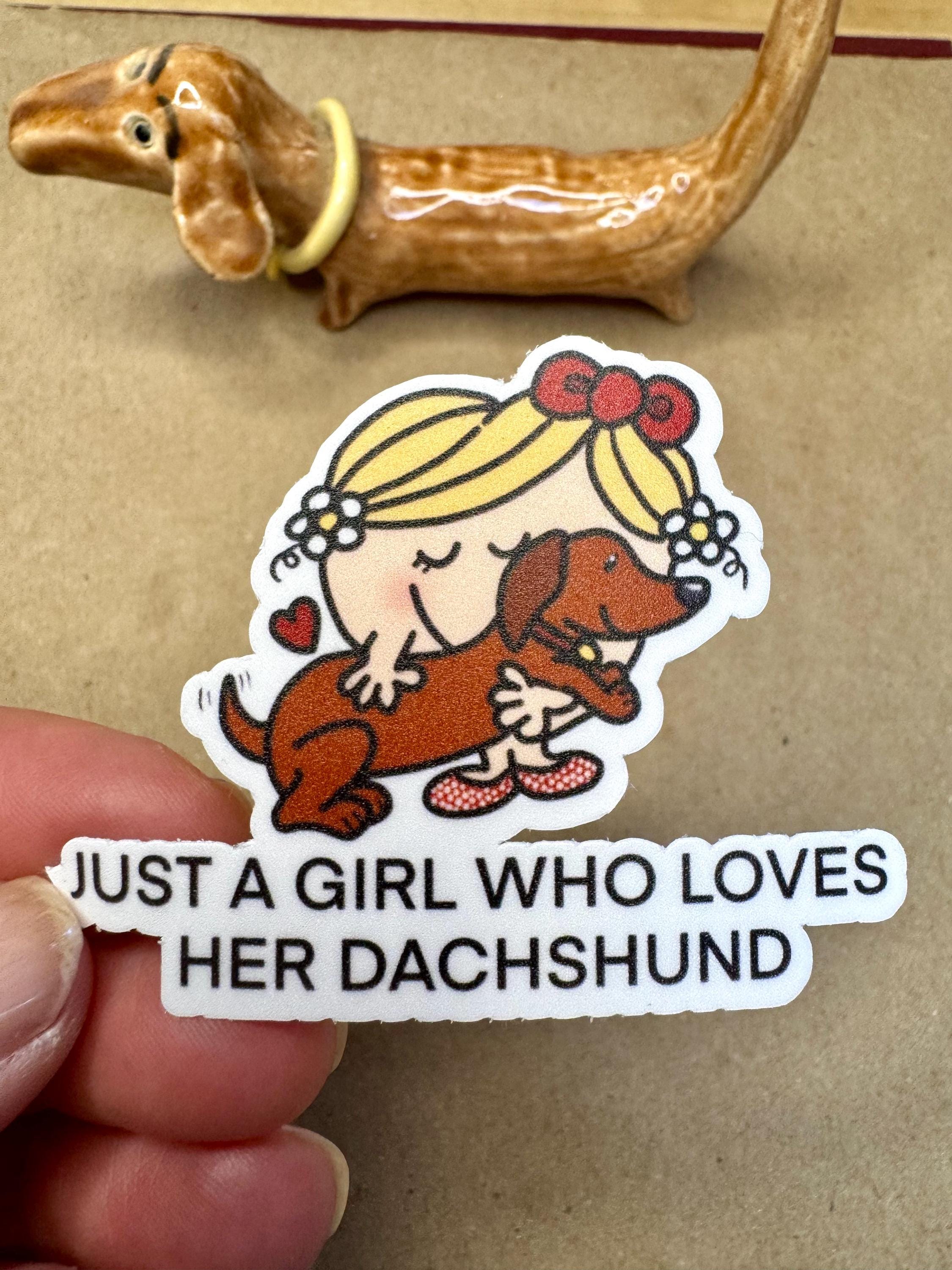 Dachshund Sticker Girl Loves Dachshund (Waterproof)