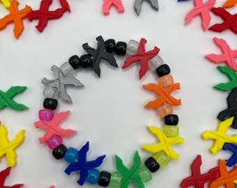 X Kandi Bead | White ,Red , Orange, Yellow, Green, Blue, Pink | Packs of 4, 11, 22, 33, or 55 Beads | Music Festival Charms