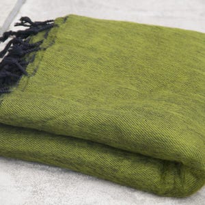 Khaki Yak Wool Throws Hand-Loomed Meditation Oversized Shawl Woollen Blanket